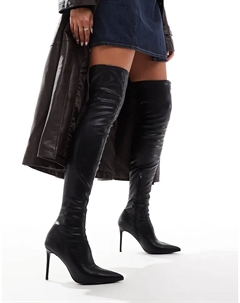 Сапоги выше колена на высоком каблуке от Kathryn из черного pu Asos design