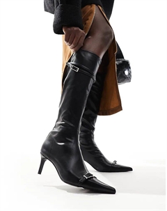 Ботильоны на каблуке-рюмочке с пряжкой Chile черного цвета Asos design