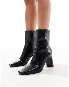 Женские полусапожки с каблуком средней высоты, черный Asos design