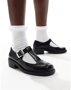 Туфли Meryl Mary Jane на плоской подошве черного цвета Asos design