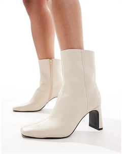 Женские полусапожки с каблуком средней высоты, кремово-белый Asos design