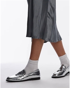 Металлические мокасины с серебряным узором Free people