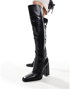 Сапоги выше колена Simmi London Diego из черного крокодила Simmi shoes