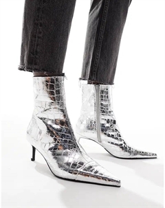 Ботильоны Rosalie на каблуке-рюмочке, серебристого цвета Asos design