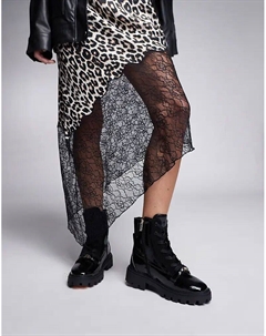 Лакированные ботинки на шнуровке черного цвета River island