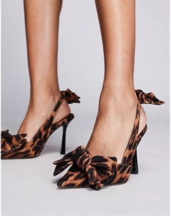 Туфли на высоком каблуке с драгоценным бантом и леопардовым принтом Asos design