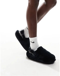 Пушистые спокойные мюли черного цвета Nike