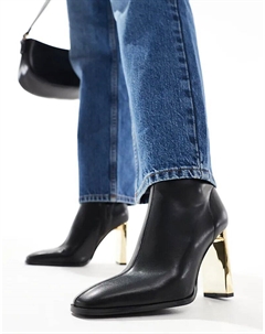 Женские сапоги Eloise на высоком золотом каблуке, черный Asos design