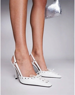 Красивые туфли на высоком каблуке со шнуровкой и отделкой в виде пятки белого цвета Asos design