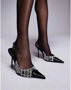 Туфли на высоком каблуке с открытой пяткой Pizazz черного цвета Asos design