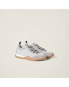 Кроссовки Tire из технической ткани и замши из телячьей кожи, серый Miu miu