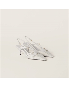 Туфли с открытой пяткой и тканевыми ремешками, белый Miu miu