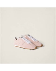 Кроссовки из замши с перьями, розовый Miu miu