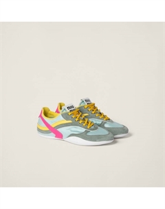 Кроссовки для занятий спортом из технической ткани и замши, мультиколор Miu miu