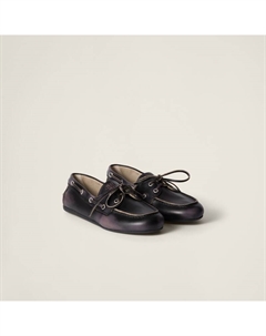 Мокасины из стираной кожи без подкладки, черный Miu miu