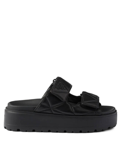 Дутые шлепанцы на платформе, черный Prada