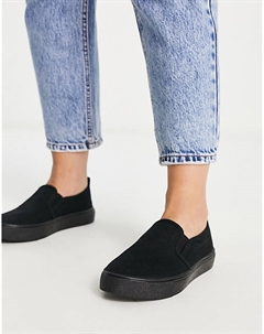 Черные слипоны в горошек DESIGN Wide Fit Asos