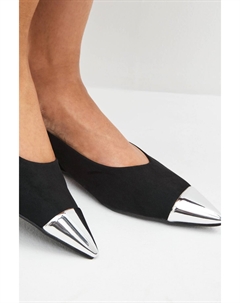 Туфли Forever Comfort на открытом каблуке с эффектом металлик, черный Next