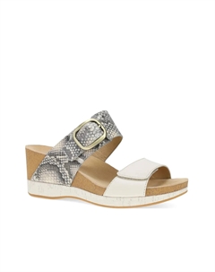 Сандалии на танкетке Shannon, змеиный принт цвета слоновой кости Dansko