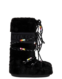 Ботинки icon из искусственного меха с бусинами, черный Moon boot