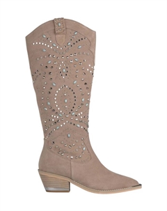 Сапоги на плоской подошве со стразами, коричневый Alma en pena.