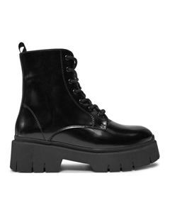 Женские ботинки лакированные на шнуровке, черный Hugo