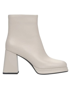 Женские кожаные ботильоны на платформе и прочном каблуке., бежевый Estro