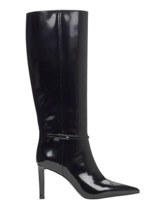 Сапоги выше колена из натуральной лаковой кожи., черный Estro