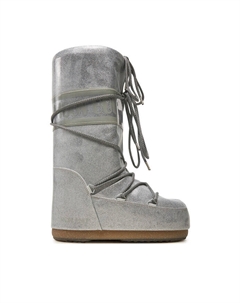 Зимние ботинки женские высокие на шнуровке, серебряный Moon boot