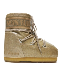 Зимние ботинки женские низкие на шнуровке, золотой Moon boot