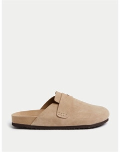 Замшевые туфли-сабо Slip On Flat, песочный Marks & spencer