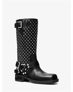 Кожаные мотоботы с люверсами Crosby, черный Michael kors