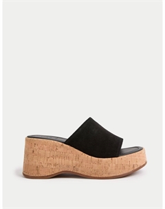 Замшевые мюли на платформе Slip On, черный Marks & spencer