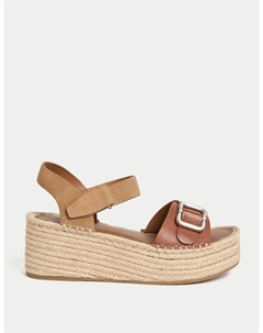 Кожаные эспадрильи с пряжкой на плоской подошве, желто-коричневый Marks & spencer