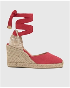 Женские эспадрильи Carina на танкетке из органического хлопка с потертой отделкой и застежкой на шнуровку, красный Castaner