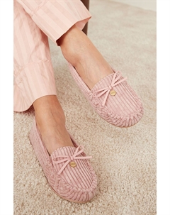 Вельветовые тапочки с подкладкой из мокасин из искусственного меха, розовый Next