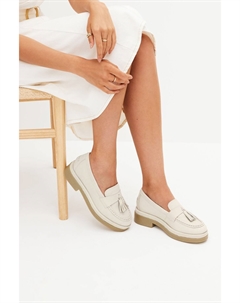 Кожаные лоферы Forever Comfort с бахромой на толстой подошве, бежевый Next
