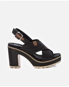 Женские босоножки на каблуке с застежкой-пряжкой, черный Refresh