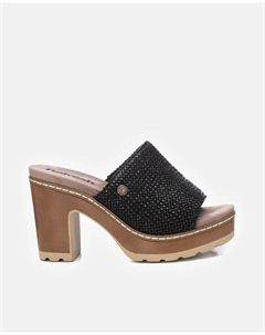 Женские босоножки на каблуке с широким ремешком, черный Refresh