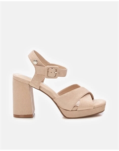 Женские босоножки на каблуке с застежкой-пряжкой, бежевый Refresh