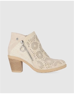 Женские ботильоны с застежкой-молнией и комбинированными материалами, бежевый Chika10