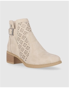 Женские ботильоны с застежкой-молнией и декоративной металлической пряжкой, бежевый Chika10