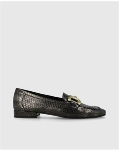 Женские мокасины из металлизированной кожи с эффектом животного принта, серый Lodi