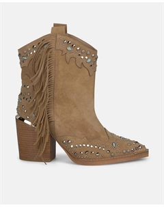 Женские ботильоны на каблуке с бахромой и стразами, коричневый Alma en pena.