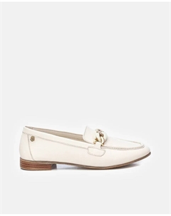 Женские кожаные мокасины с двухцветной декоративной цепочкой, белый Carmela