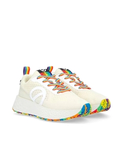 Женские белые кроссовки из переработанной сетки с радужными акцентами, мультиколор No name