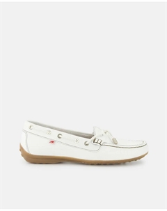 Женские кожаные мокасины с бантом и резиновой подошвой, белый Fluchos