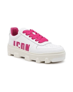 Кроссовки женские кожаные на платформе, белый/розовый Dsquared2