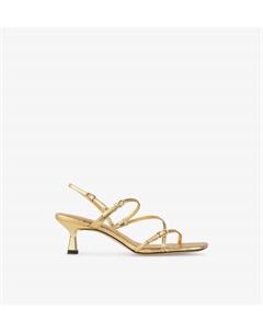 Босоножки из кожи на каблуке Strappy 65, цвет naturels Sandro