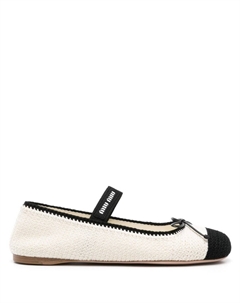 Балетки с бантами, белый Miu miu